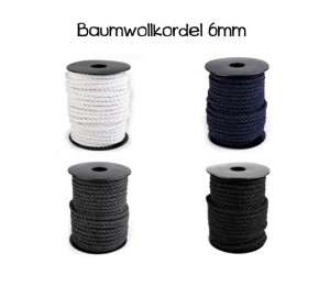 Kordelschnur aus Baumwolle Ø6 mm fest